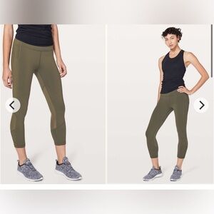 Lululemon Pace Rival Crop Full On Luxtreme 22”  Size 6 Dark Olive sport gym yoga